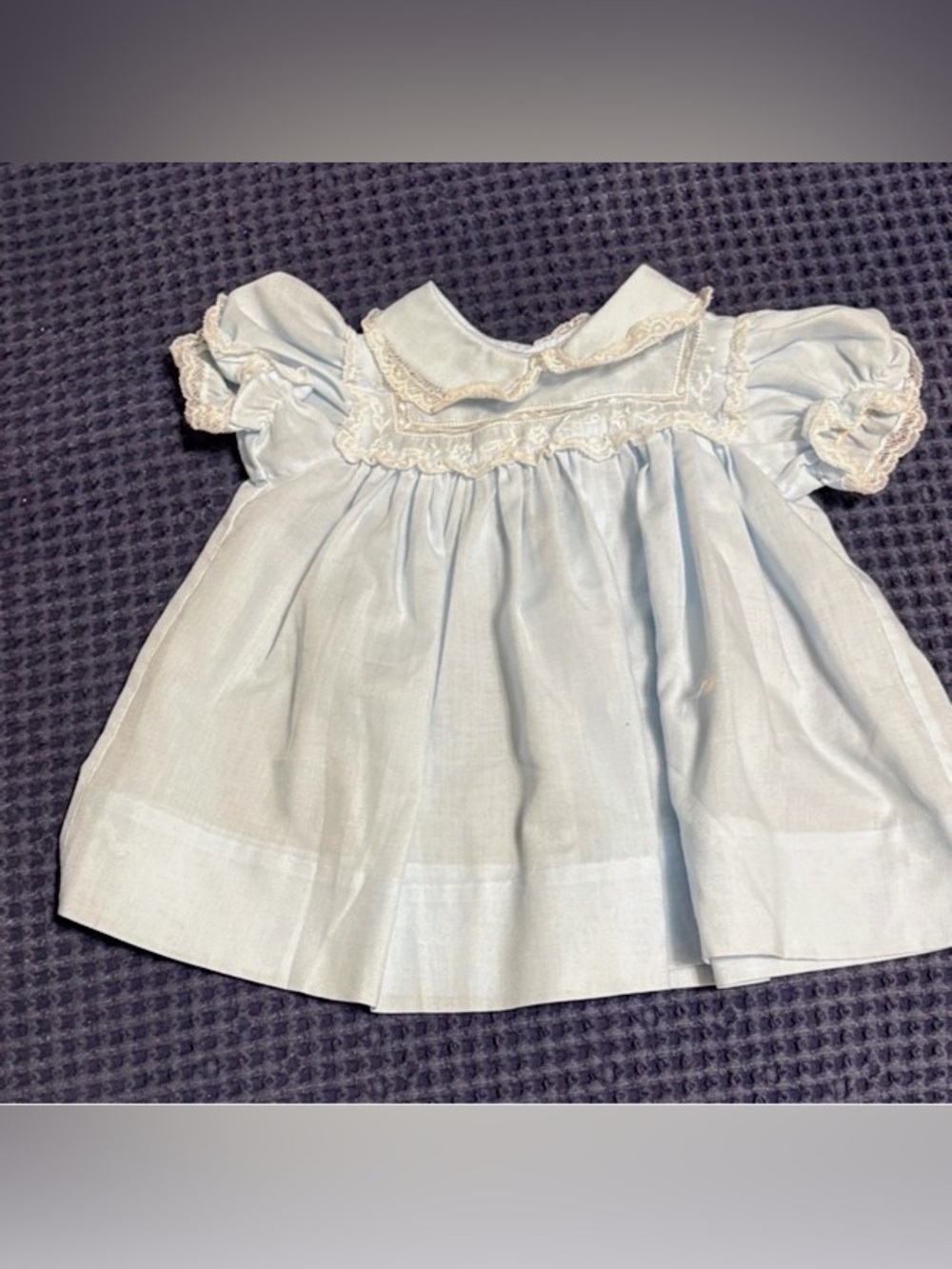Light Blue Lace-Trim Kids Formal Dress with Peter Pan Collar